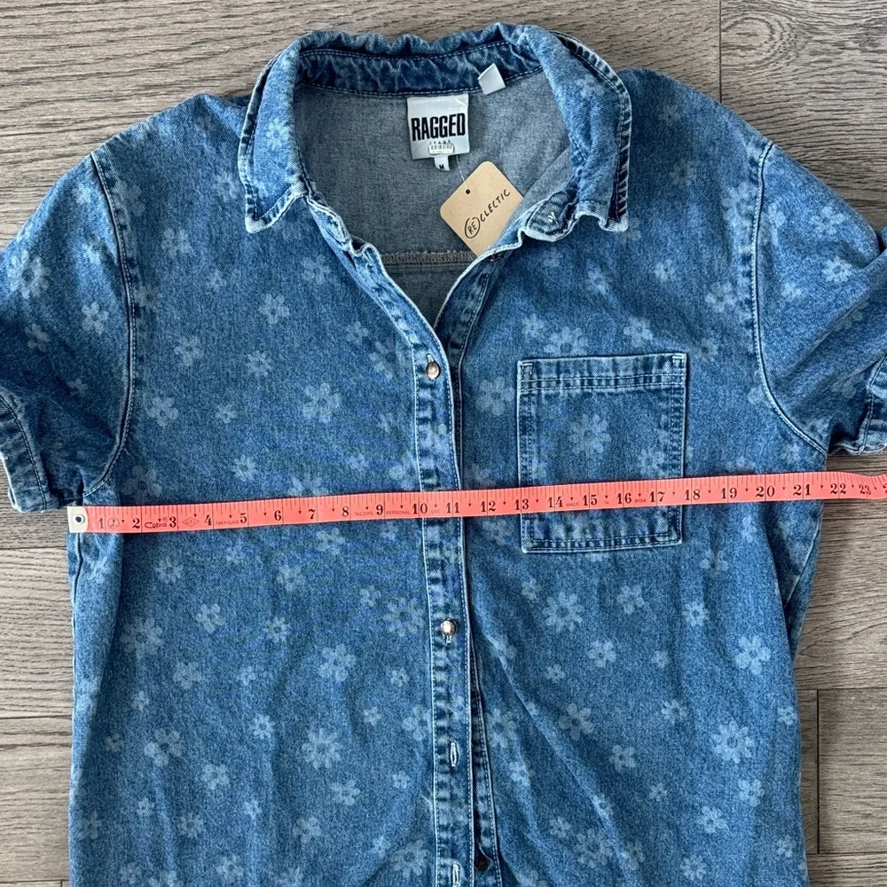 🌼RAGGED PRIEST🌼 Blue Floral Denim Mini Dress, Size M - Picture 7 of 9
